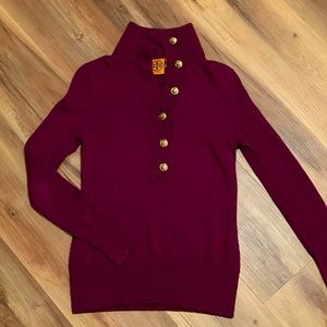TORY BURCH burgundy cashmere sweater